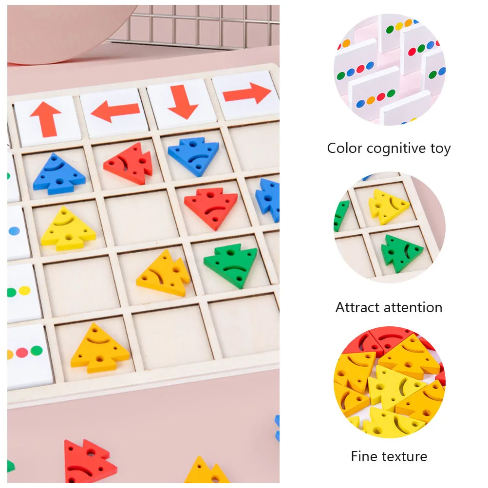 1-set houten puzzel voor peuters Kleurrichting Cognitief leerspel Bouwsteen Educatief speelgoed voor kinderen Intellectueel