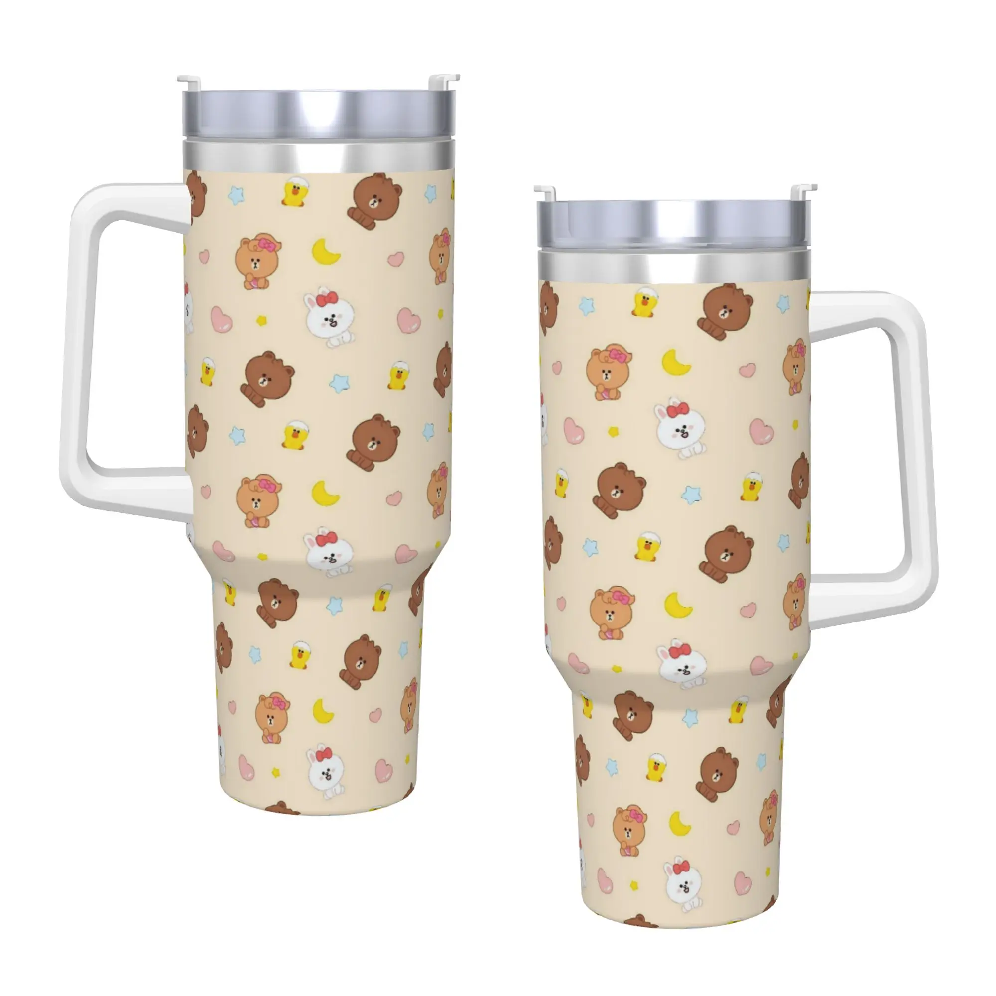 

Stainless Steel Tumbler Brown and Cony Thermal Mug Keep Heat Hot Drinks Mugs Cup Beach Design Water Bottle