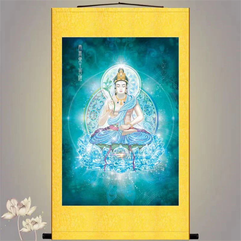 

Medicine King Bodhisattva hanging painting, silk scroll painting, retro home decoration, auspicious, supports customization