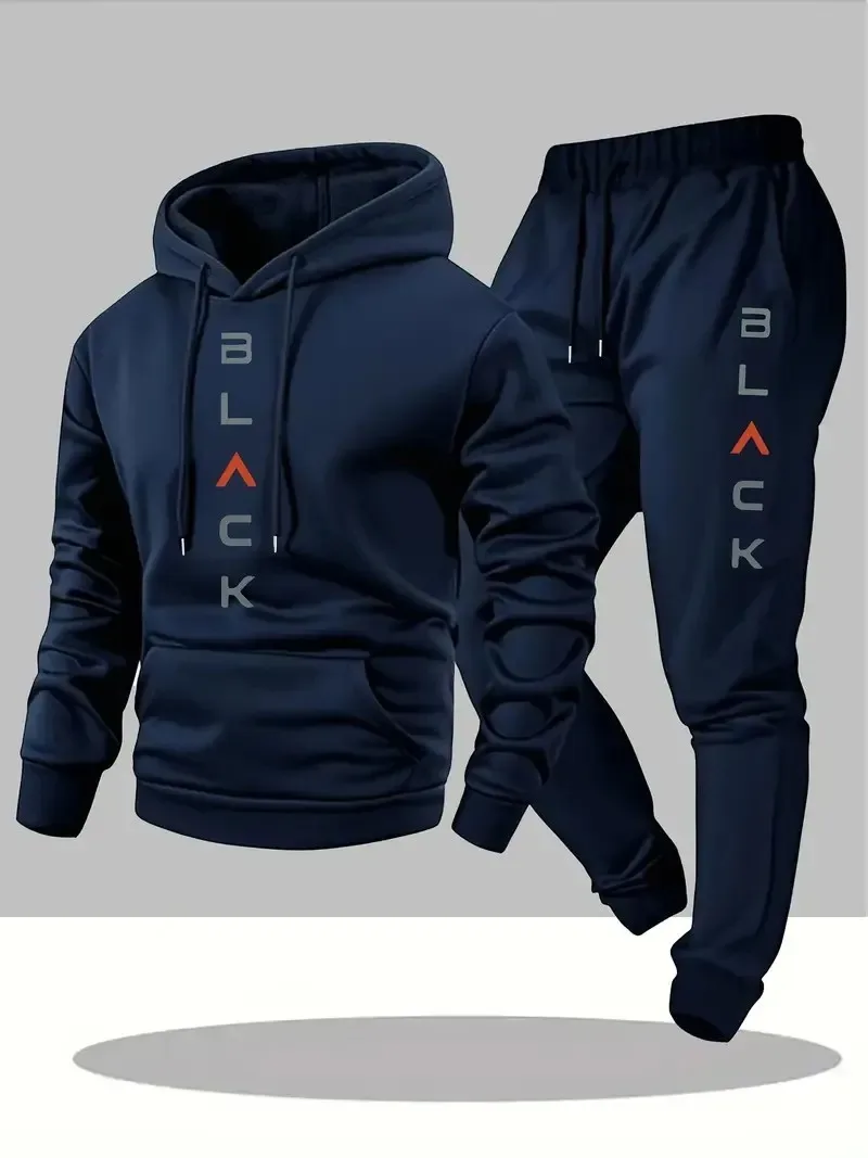 

The new men's hoodie set for Spring and Autumn 2025 features a casual fashionable and comfortable 3D letter pattern print