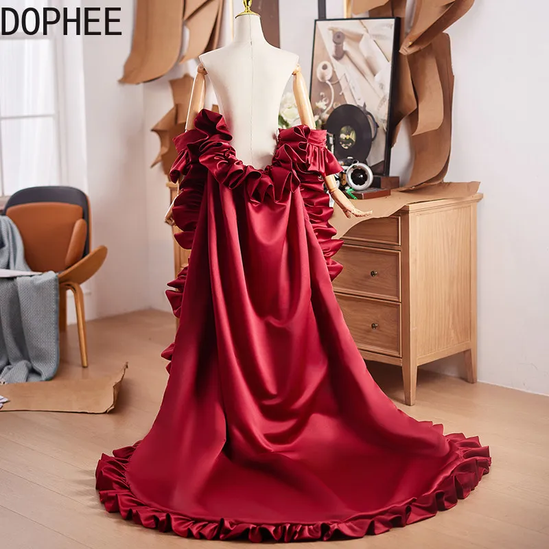 original Luxury Big Tail Red Handmade DIY Jewelry Annual Meeting Host Evening Dress Fashion Show Dress Accessories Shawl