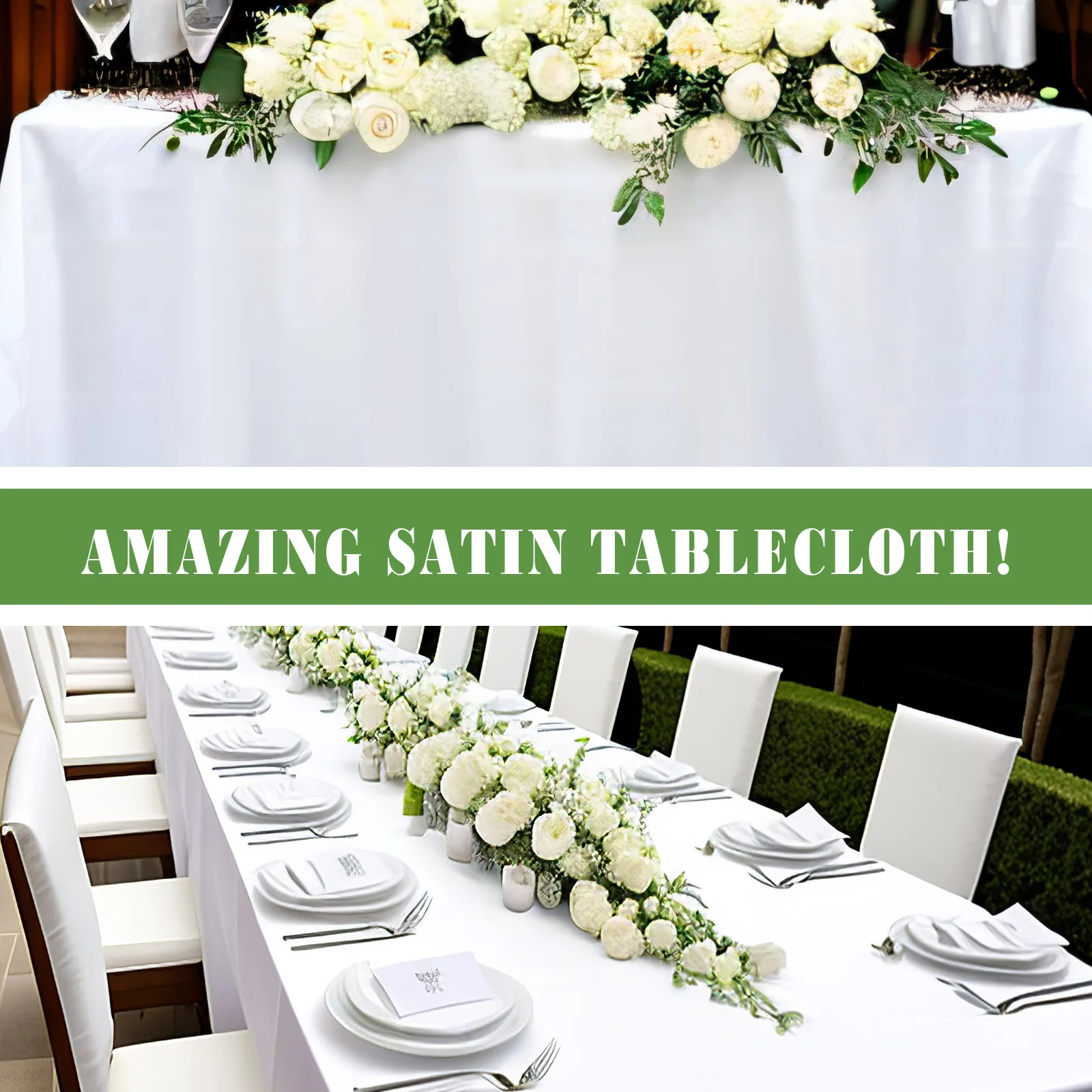 8Pcs White Tablecloth Rectangle Table Cloth Stain and Wrinkle Resistant Washable Polyester Table Cover for Dining Table Decor