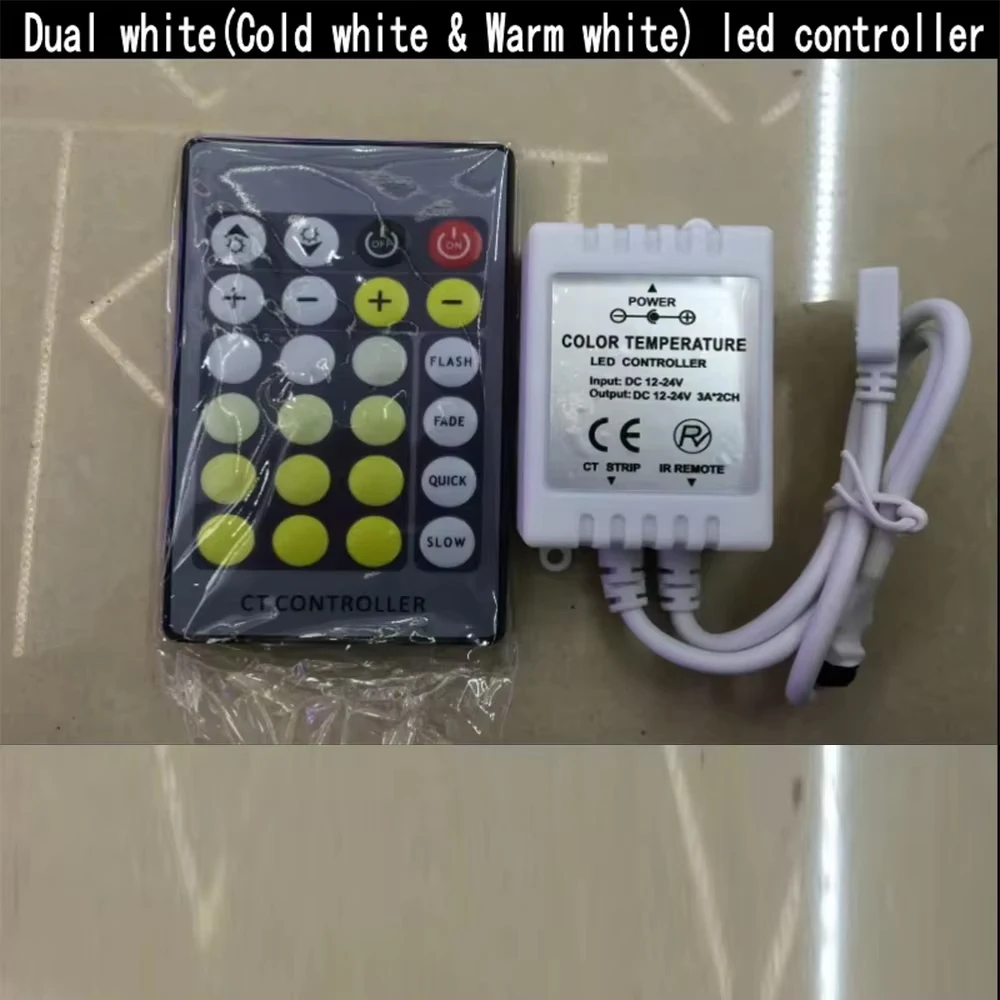 New   Dual white CT Color Temperature Controller with 24 Key IR remote dimmer DC12-24V FOR CCT led strip light