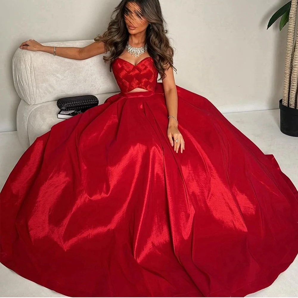 Customized Exquisite Red Satin Evening Dress A-Line for Woman Special Occasion Gowns Sweetheart Saudi Arabia Party Dresses 2025