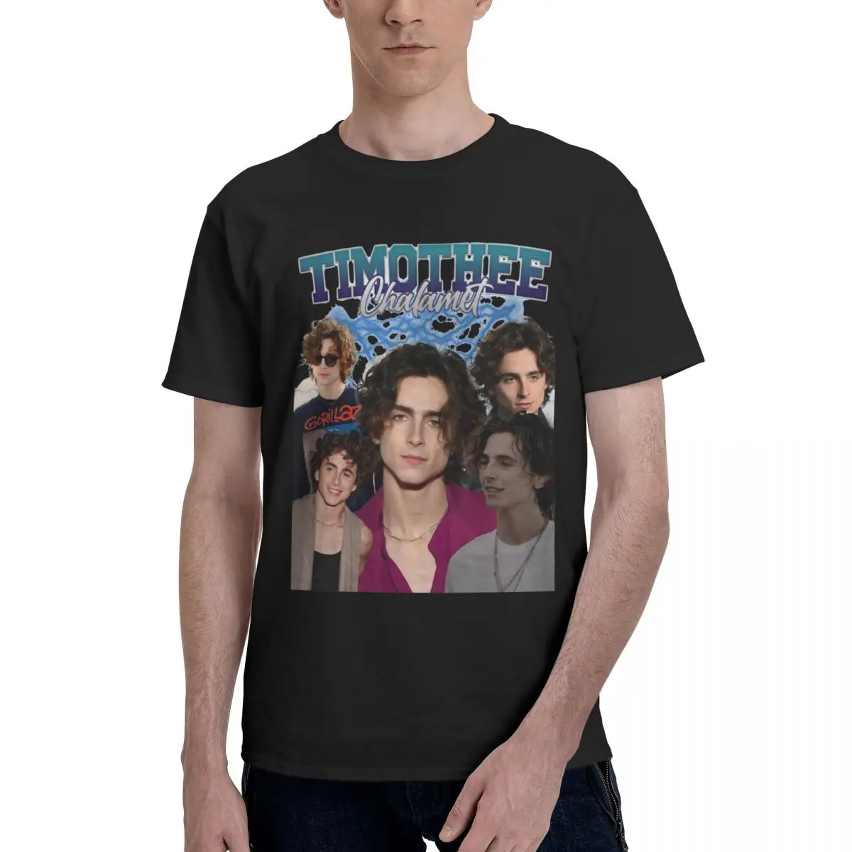 Men T-Shirt Timothee Chalamet Movie Vintage 100% Cotton Tees Short Sleeve T Shirt Crew Neck Tops Graphic