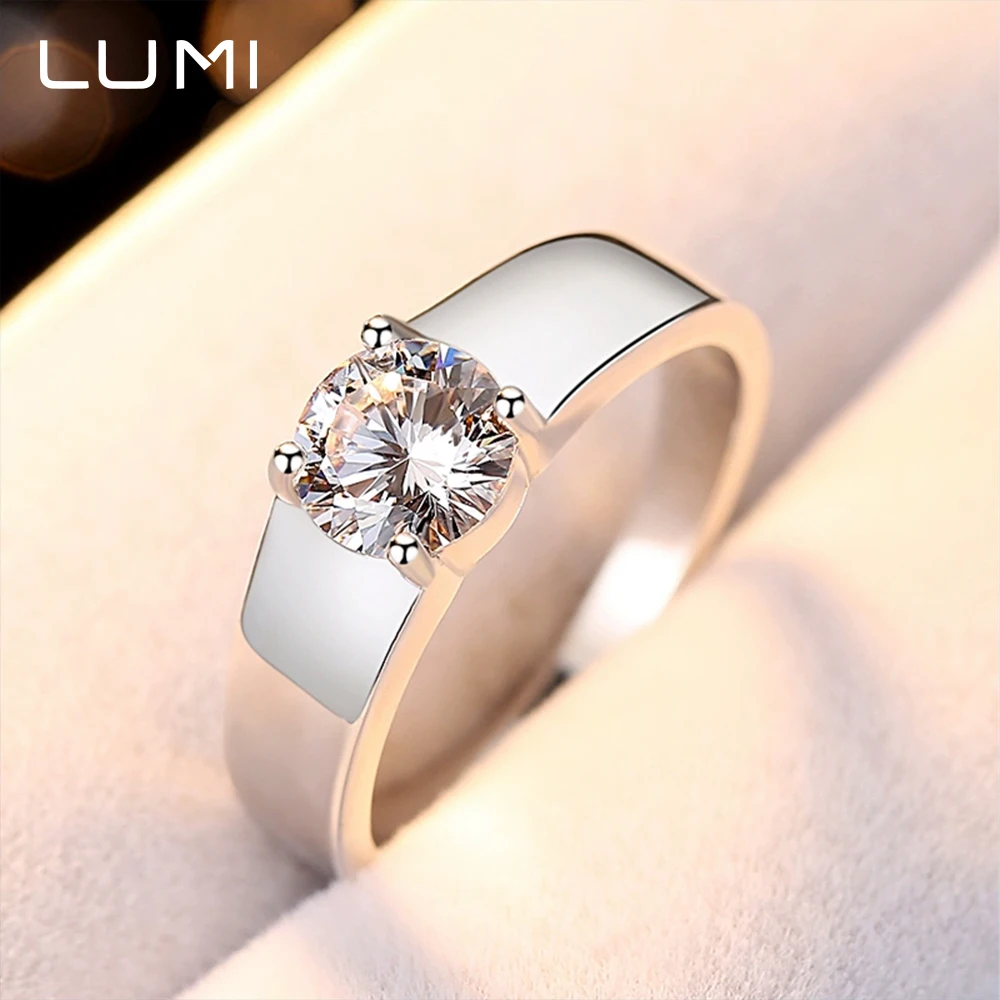 

0.5-1CT Classic Men Moissanite Ring 925 Sterling Silver VVS1 | Modern Mens Wedding Band Jewelry | GRA Certified