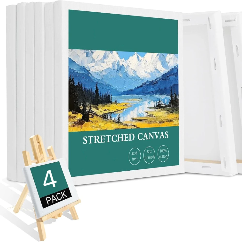 4 Pcs/set of Artist Blank Canvas Panels, White Canvas Panels, Suitable for Student Artists, Hobbyists, Beginners, Oil Painters