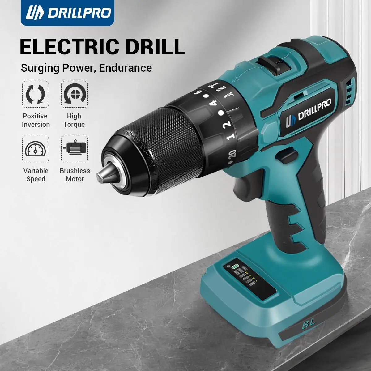 Drillpro 10mm/13mm Brushless Impact Drill Electric Drill 20+3 Torque Screwdriver Drill Power Tool for Makita 18V Battery