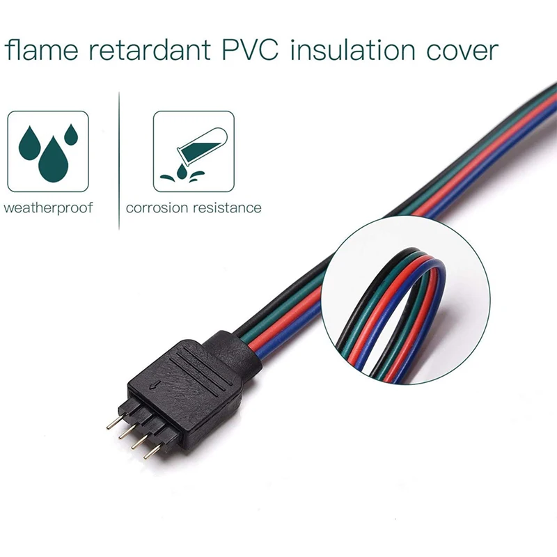 Rgb Connector Kabel 4-Pins Led Verlengdraad 16Cm Pvc 4-Pins Led Connector Rgb Voor Led Strip Licht 5050