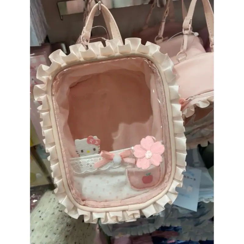 

Hello Kittys Pain Bag Kuromi My Melody Cute Cartoon 10cm Anime Doll Display PVC Transparent Handheld Storage Bag Toy