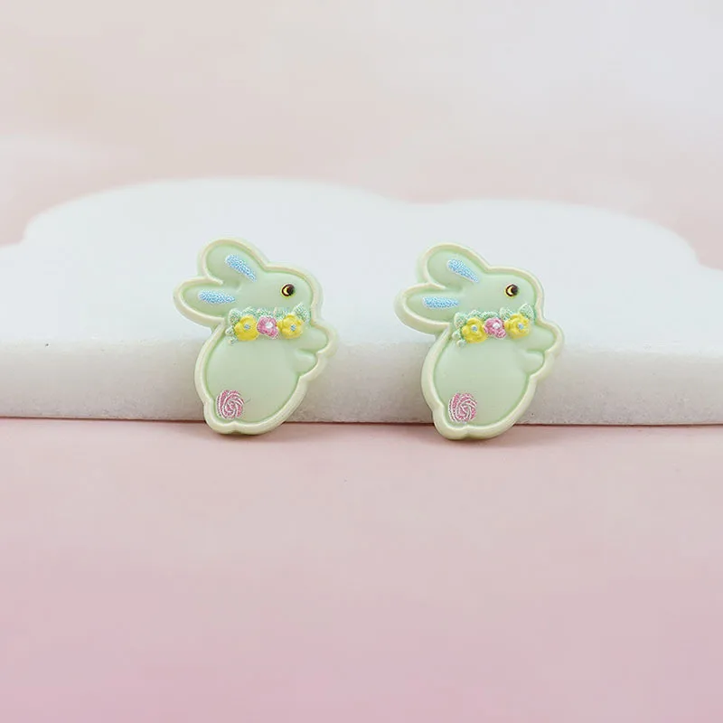 100Pcs Kawaii  Cartoon Rabbit Flat Back Resin Cabochon DIY Hair Bows Center Accessories Scrapbooking Phone Decoration Craft