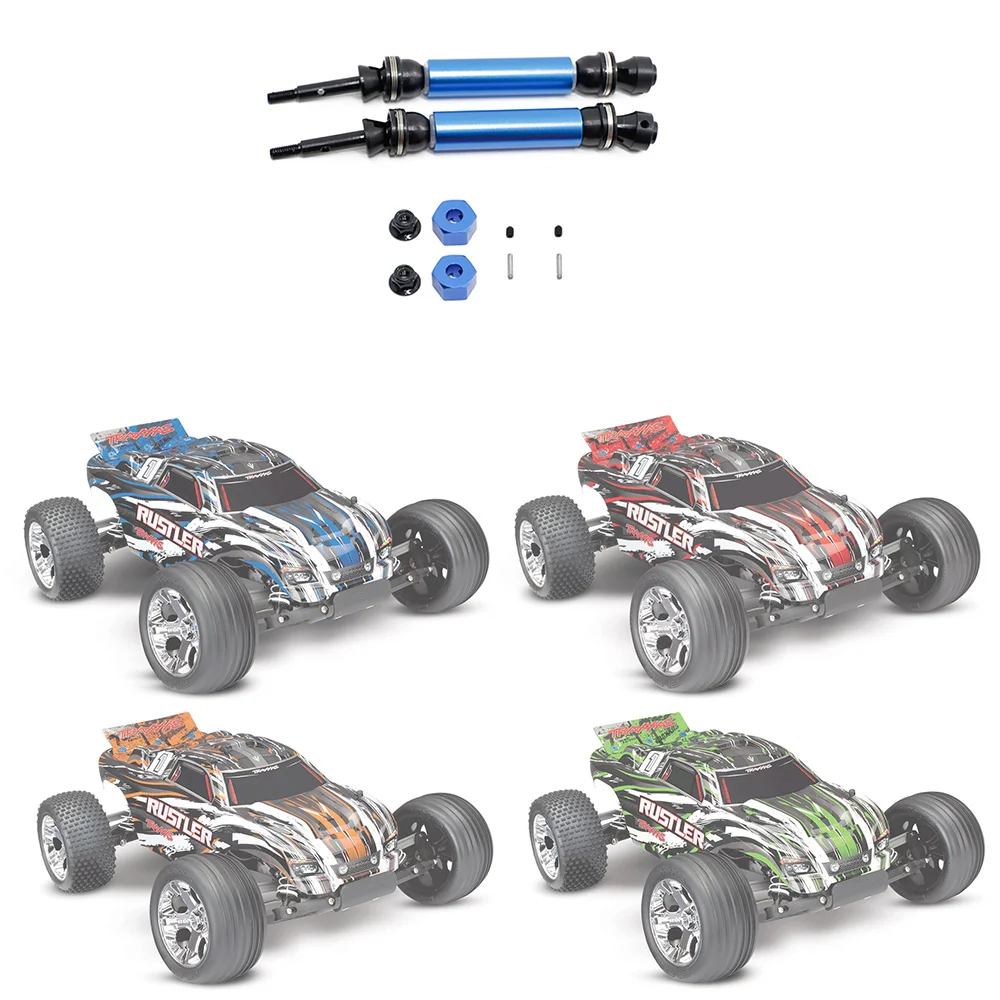 Eje de transmisión trasero de Metal CVD, 2 piezas, para 1/10 Traxxas Slash Rustler Stampede Hoss VXL 4X4 2WD RC Car Upgrade Parts, azul