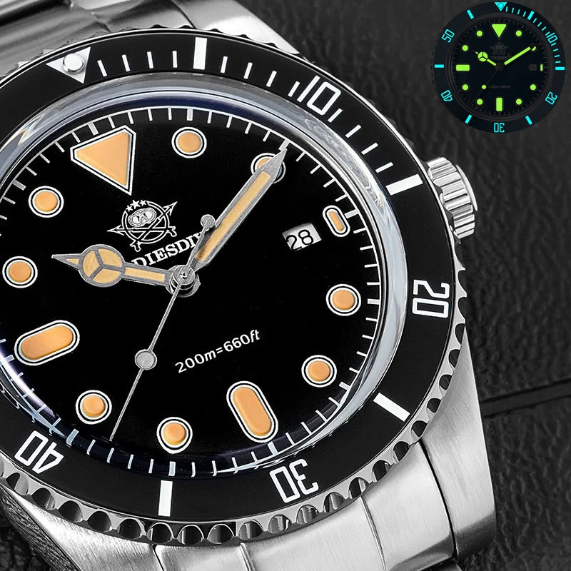 

ADDIESDIVE AD2501 Quartz Diving Watch 316 Stainless Steel Bidirectional Ceramic Bezel BGW9 Luminous 200M Waterproof Bubble Glass