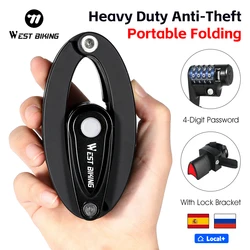 WEST BIKING Bike Foldable Password Lock Anti-theft Chain Cable Padlock Motorcycle Door Safety Portable Locks Bicycle Accessories