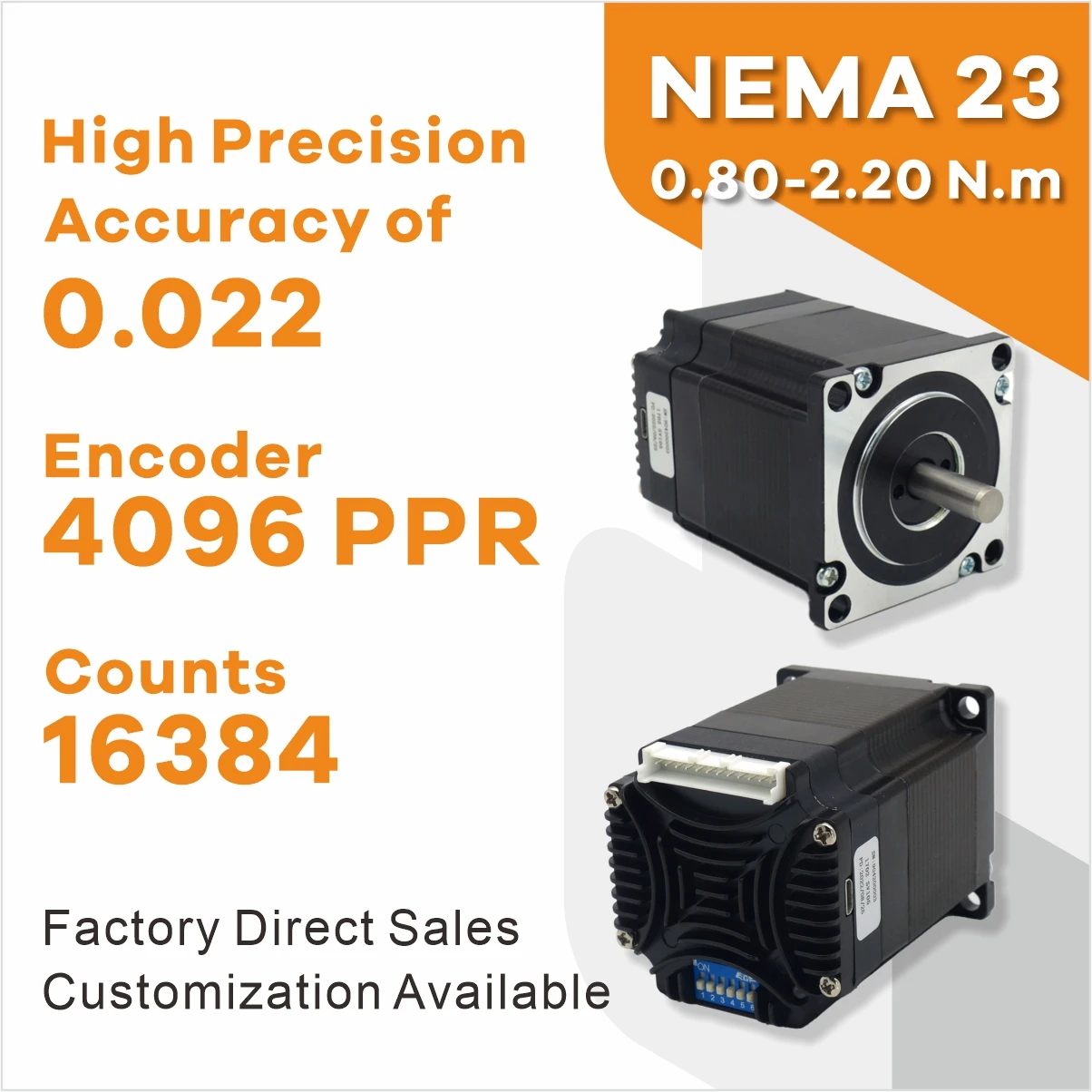 High Torque NEMA 23 57mm Integrated Servo Motor Closed Loop High Precision with Integrated Driver Controller Stepper Motors