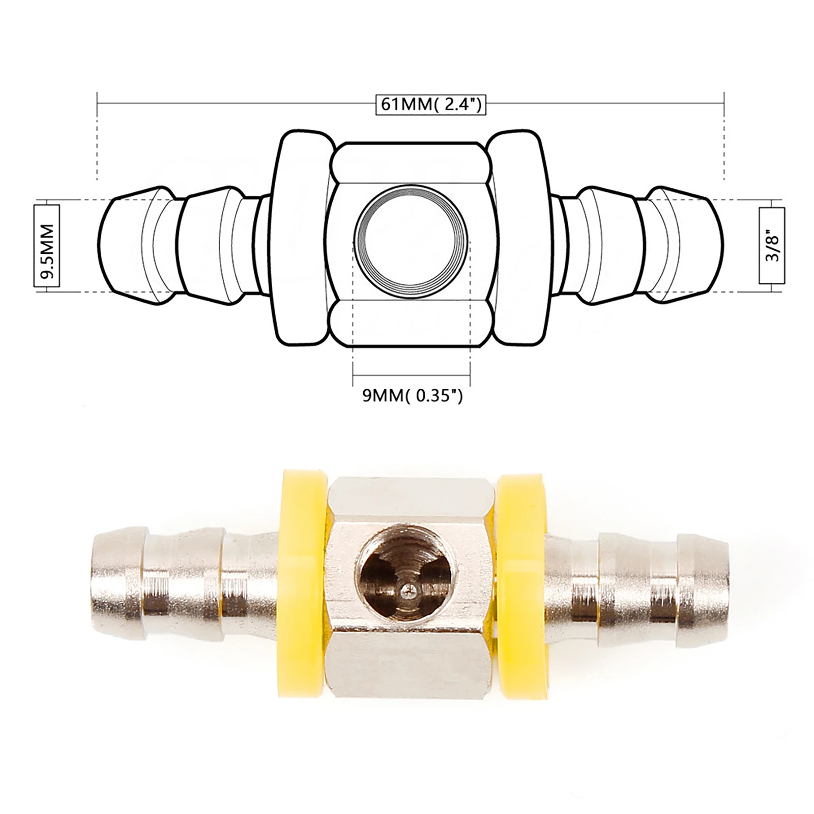 3/8 inch Fuel Line Fuel Pressure T-fitting Adapter For Fuel Pressure Gauge Sensor Car Accessorie T-fitting Adapter Connector