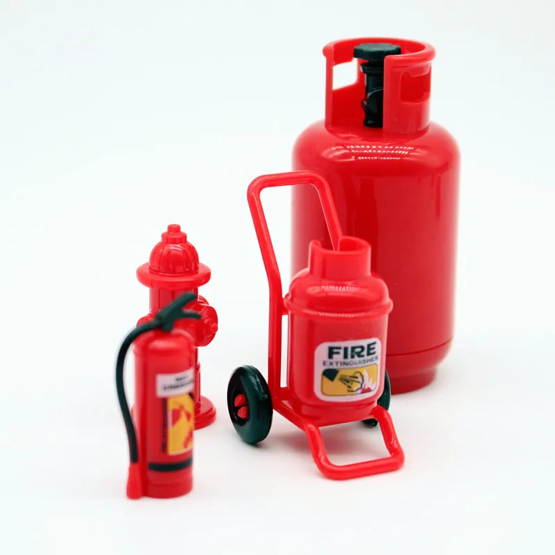 1set casa delle bambole Mini estintori lattine di Gas simulazione idrante antincendio scena in miniatura decorazione decorazioni per la casa