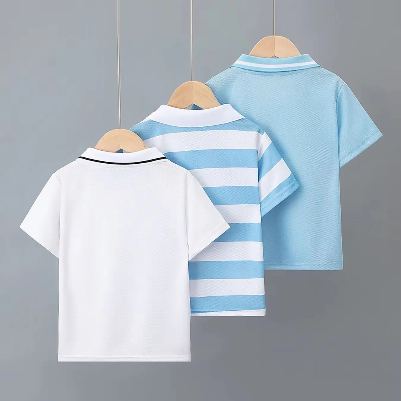 3-piece Set Of Children's Summer Collar Polo Shirts For Boys And Girls Cool And Fashionable Button Up Short Sleeved Versatile T