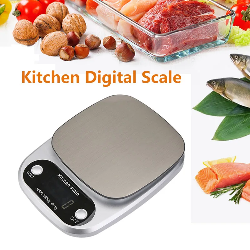 5/10KG Digital Kitchen Scale Stainless Steel Food Scale LED Electronic for Cooking Scales Jewelry Scale Kitchen Accessories