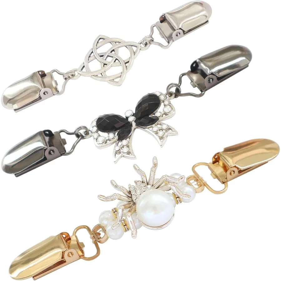

3PCS Dress Clips Back Cih Retro Sweater Dress Clothing Ciher Clips to Hold Sweater Toge Shirt Tightener Clip for Dferent Women