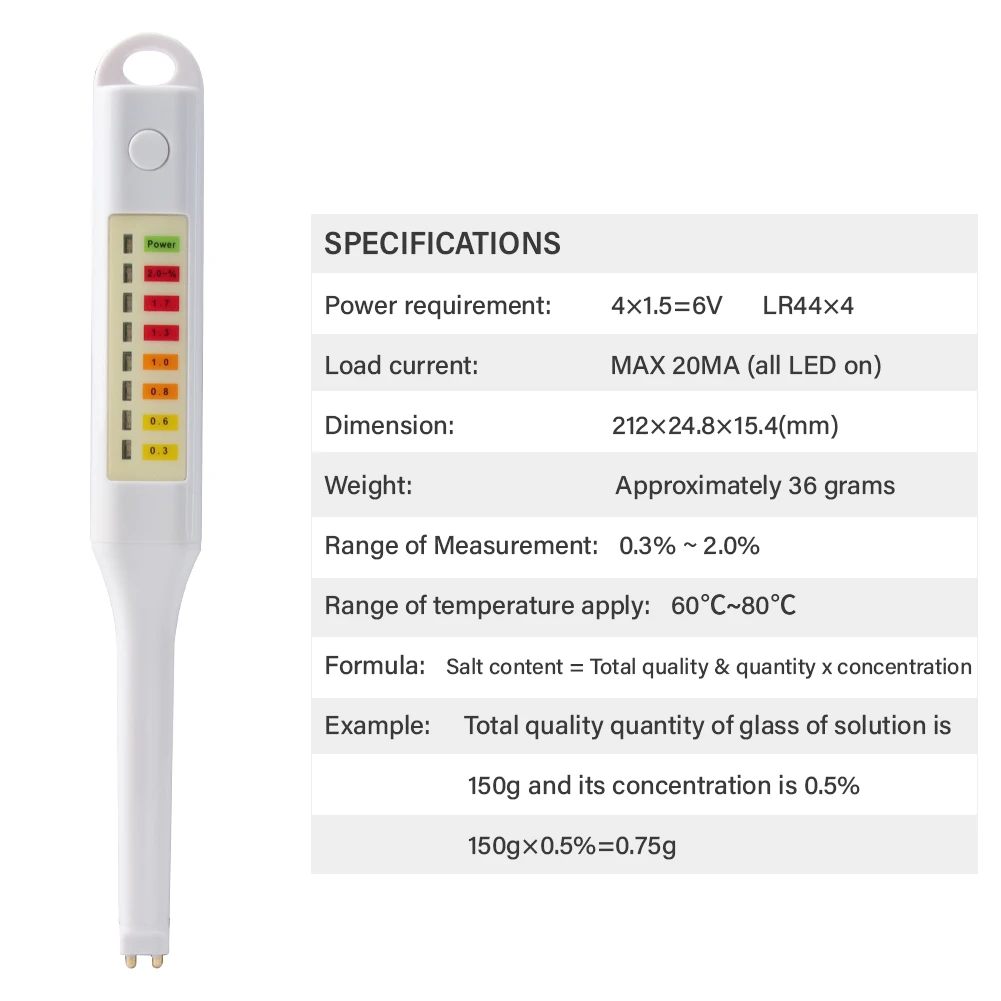 Digital LED Temp Salinity Meter Food Salinometer Salt Concentration Tester Hydrometer Handheld Analyzer for Kitchen Brine Soup