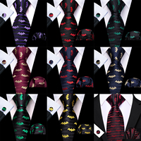 Formal Black Grey Men's Tie With Pocket Square Cufflink Set Exquisiet Plaid Silk Suit Necktie For Male Designer Party Barry.Wang