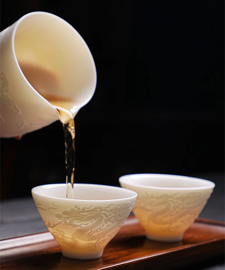 Dragon and Phoenix ceramic tea cup, 60ml, Kung Fu drink cup, teacup