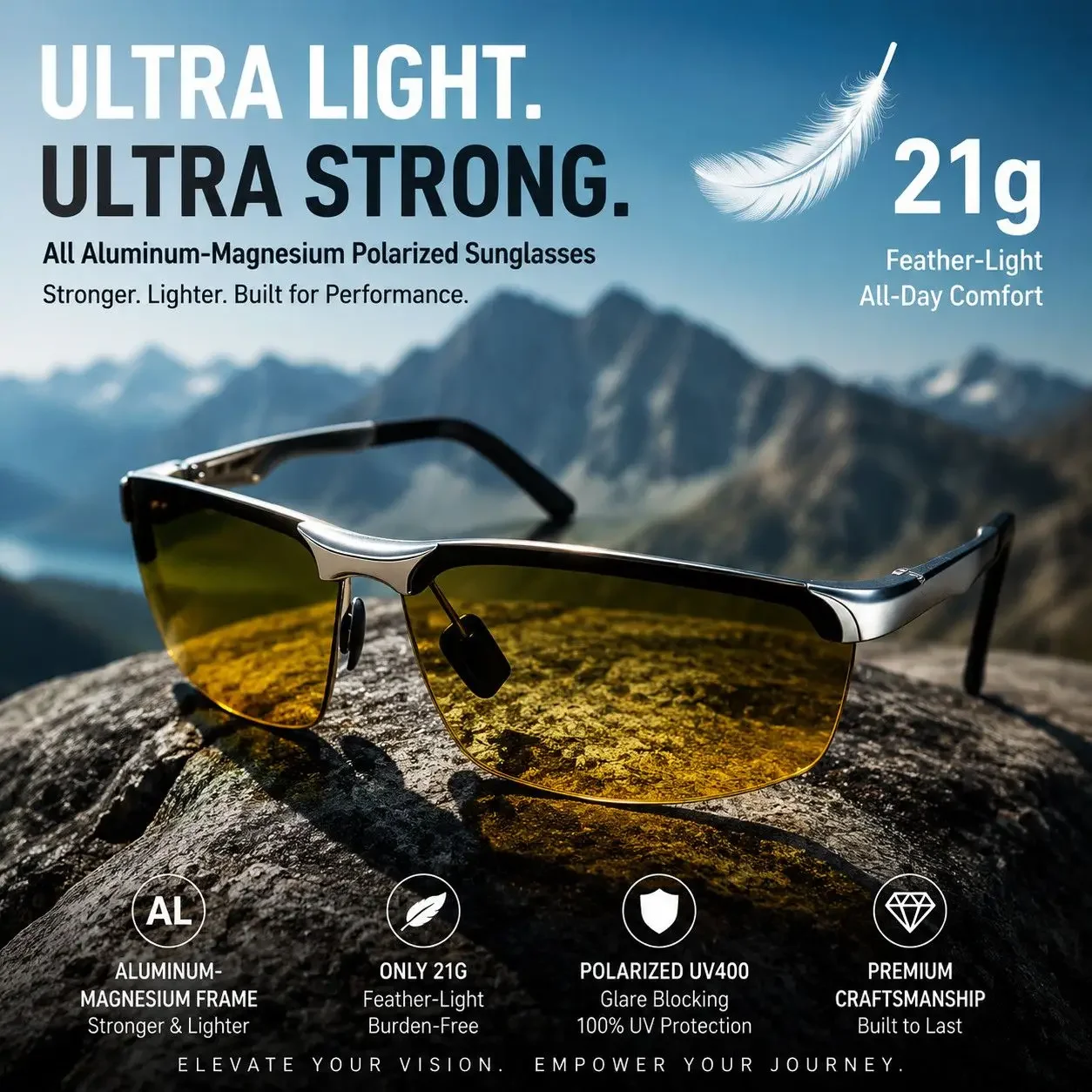 Yellow Lens Night Vision Driving Sun Glasses Men Aluminum Magnesium Polarized Sunglasses Women UV400 Outdoor Sports Eyewear