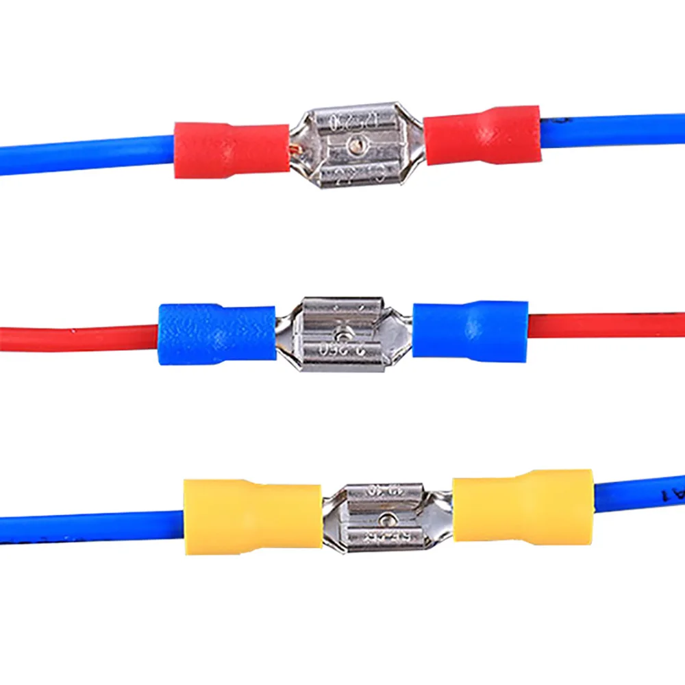 100 قطعة ذكر أنثى معزول تجعيد المجرف موصلات سلك كابل كهربائي محطة أحمر أزرق أصفر تشكيلة #2