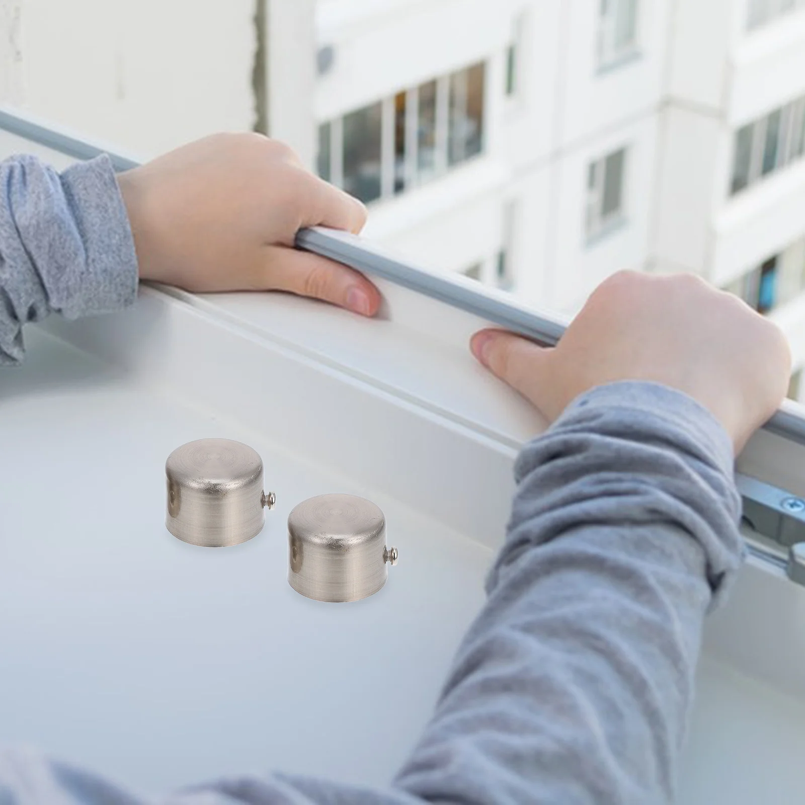 

2 PCS Curtain Rod Decorative Head for 28mm Diameter Easy Install Remove Home Hotel Window Rod Set Drapery