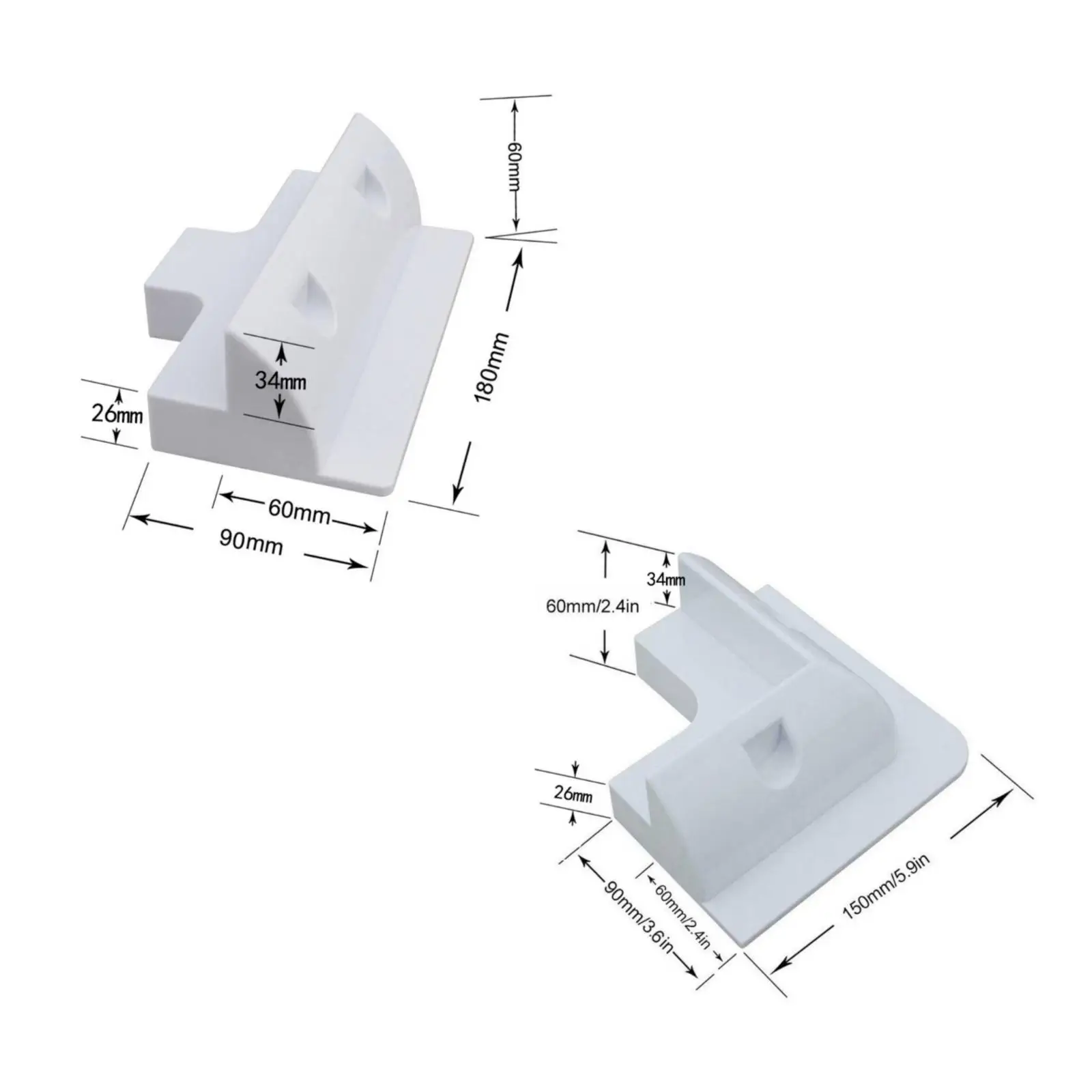 ABS Plastic Panel Mounting Bracket for Marine RV Solar Panel Hardware Kit with Cable Junction Box Vent Holes