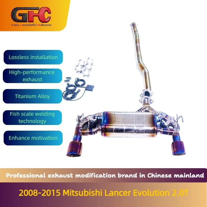 

GFC Catback Exhaust System for 2008-2015 Mitsubishi Lancer Evolution 10 2.0T Variable Valve with Mufflers And Tips Performance U