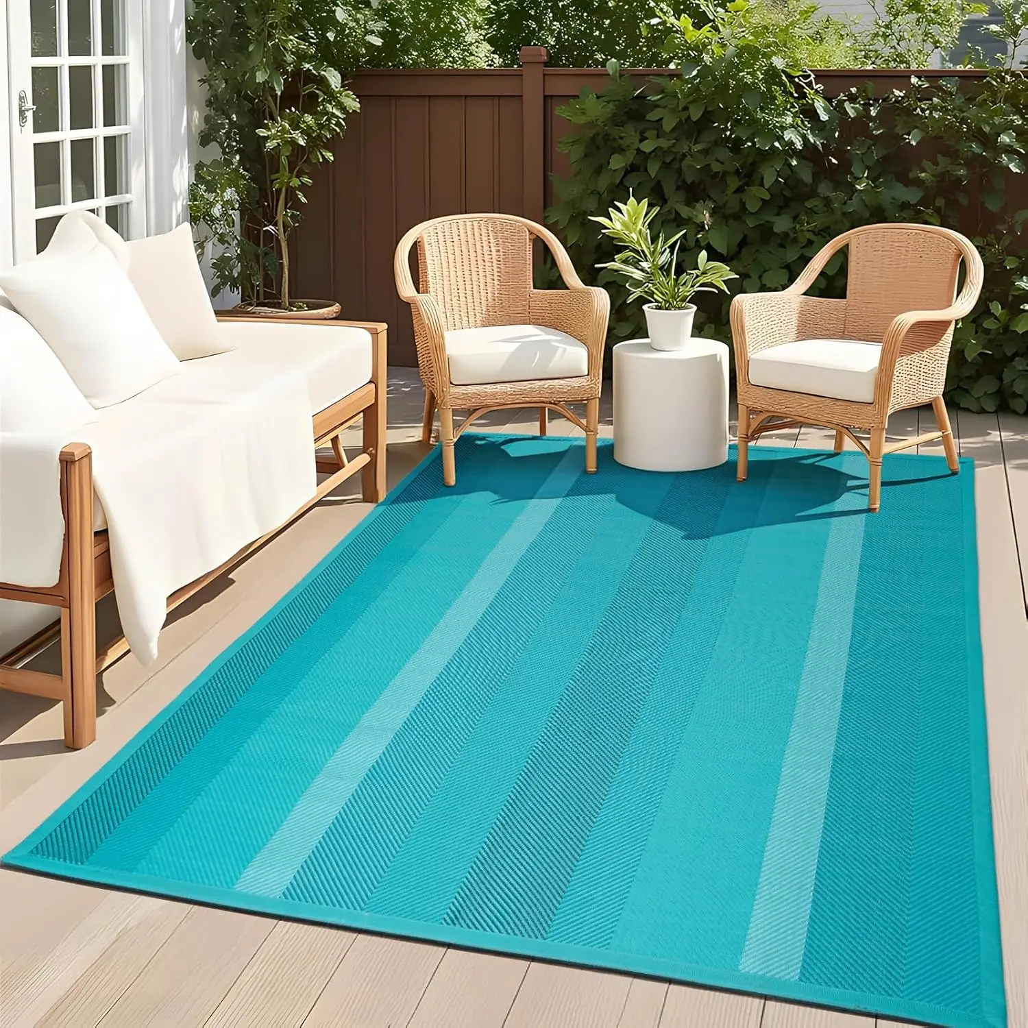 

Outdoor Rug Carpet，Reversible Portable Plastic Straw Camping Rugs， 8' x 10' Waterproof Mat， Large Outdoor Area Rugs for Pa