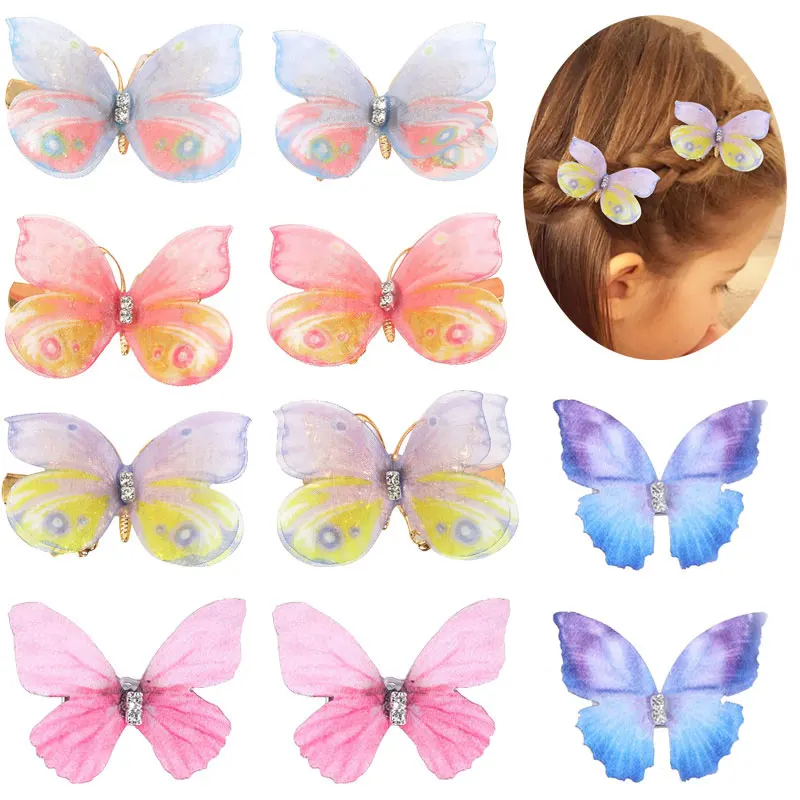 Épingles à cheveux papillon mignonnes pour filles, pinces à cheveux en biscuits scintillants, vêtements de sauna, barrettes douces pour bébé, accessoires pour cheveux, 6 pièces