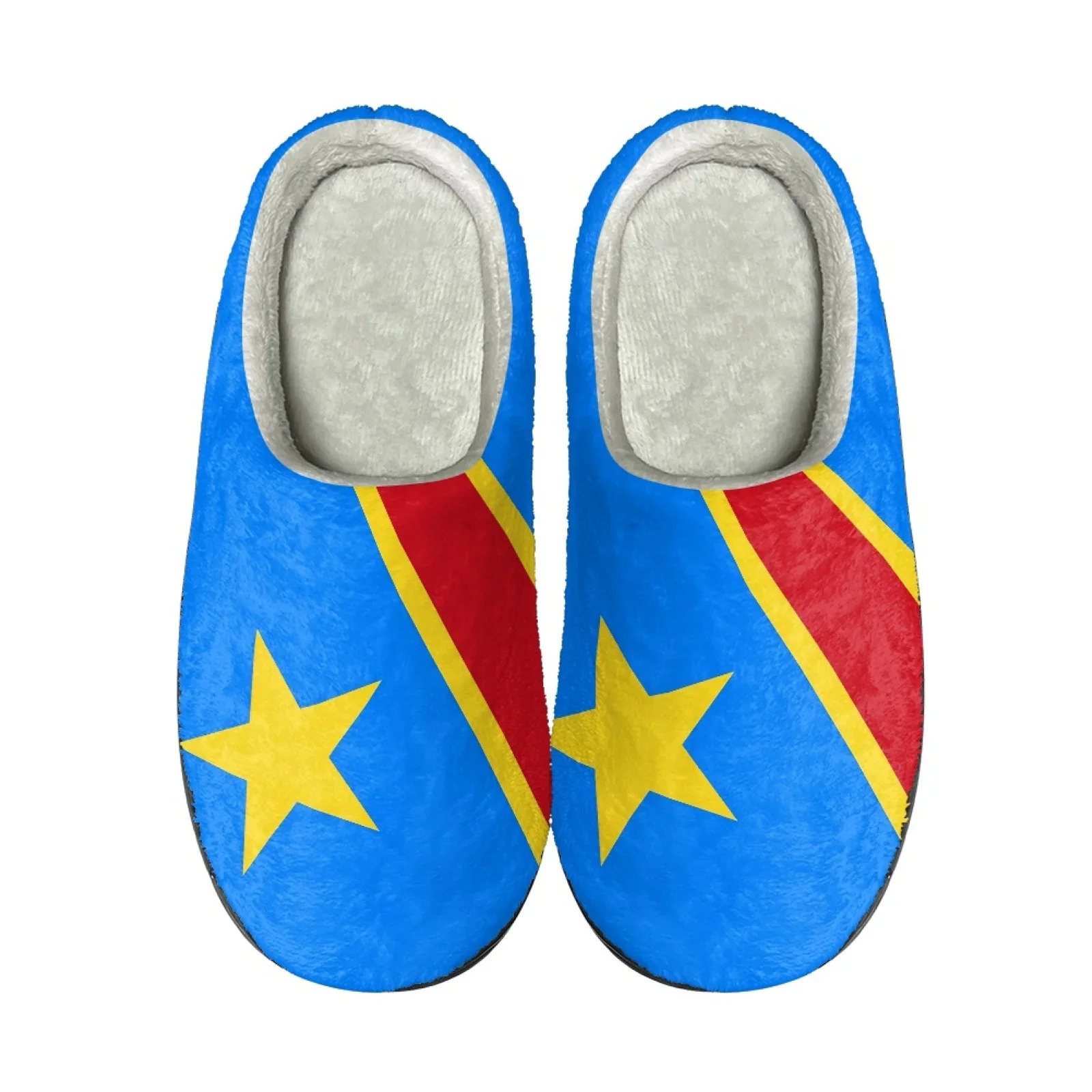 

Cute Congo Flag Print Half Shoes For Women Men Mules Indoor Slippers Warm Home Cotton Slipper House Flannel Slides for Bedroom