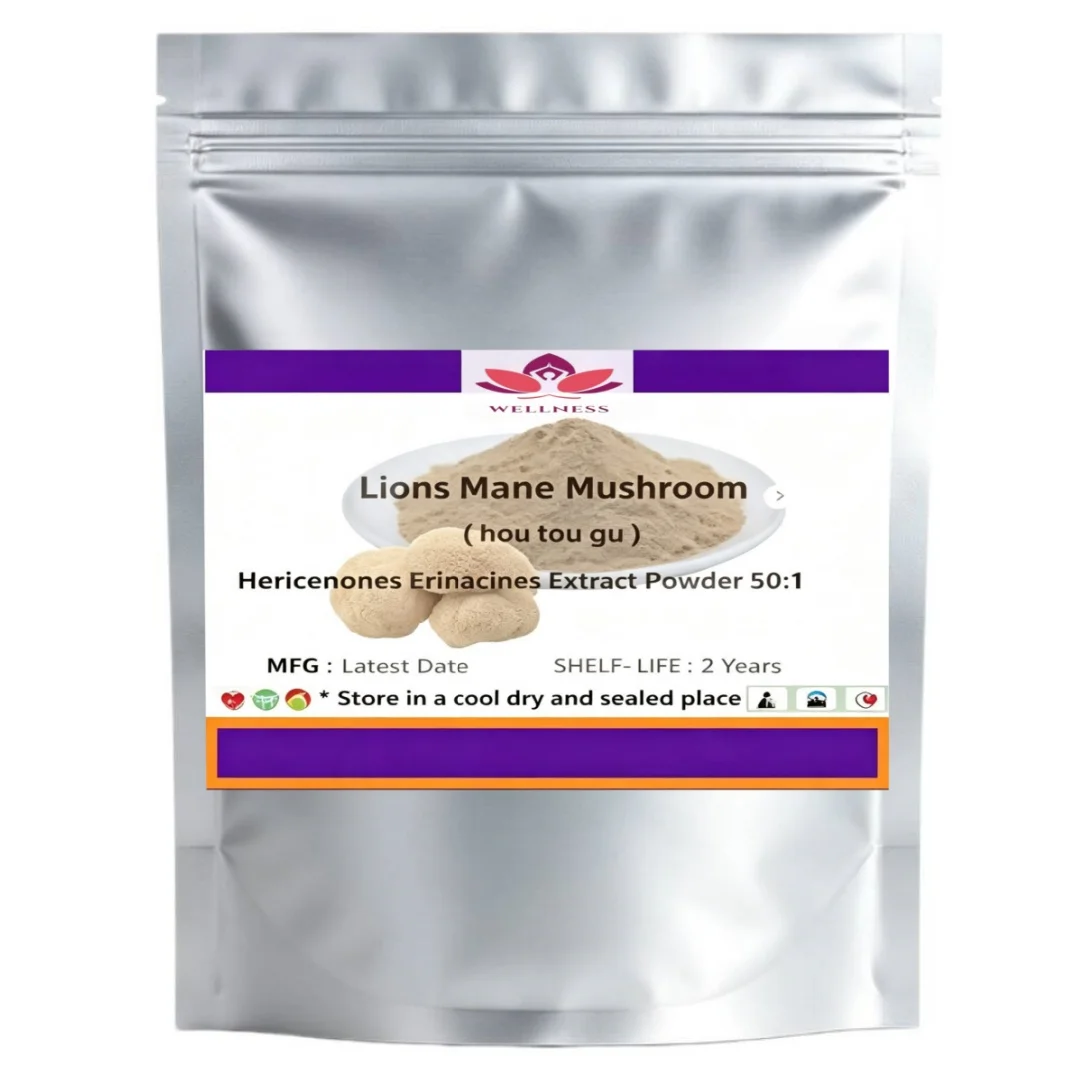 Natural Customized Raw Lions Mane Dual Extract Hericenones Erinacines Solvent Extraction Vacuum Packed Skin Care Raw Material