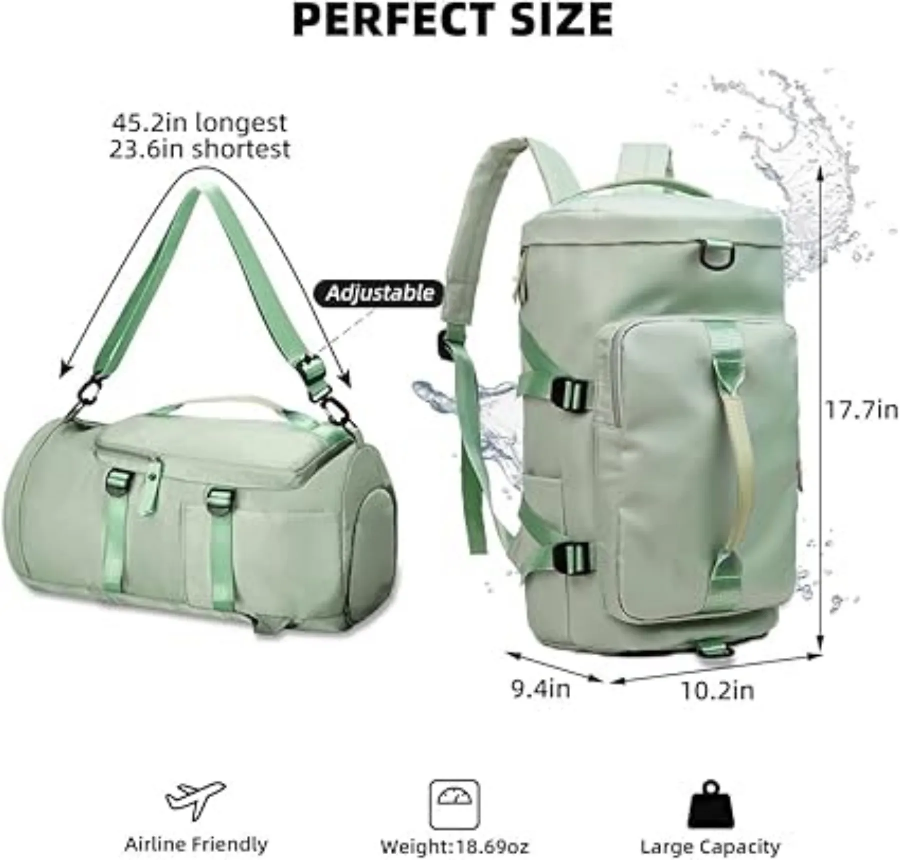 GYM Duffle กระเป๋ากระเป๋าเป้สะพายหลังกันน้ํากีฬา Duffel กระเป๋าเดินทาง Weekender กระเป๋าสําหรับ MenWomen กระเป๋าข้ามคืนพร้อมรองเท้า Compartment16in