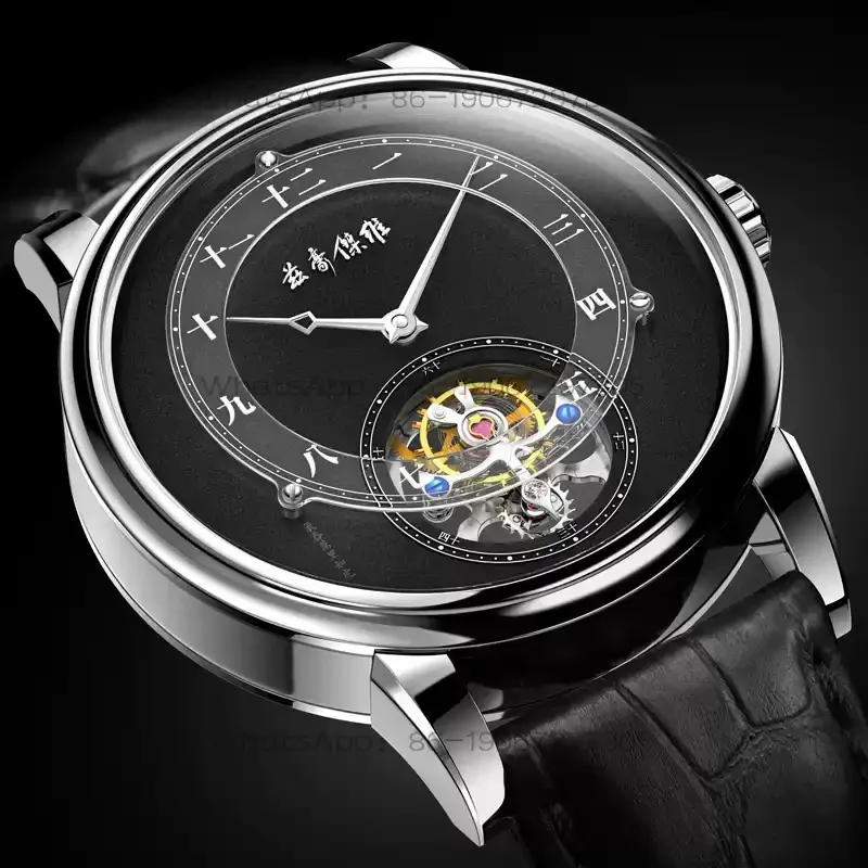 9854Original limited edition Chinese style genuine watch men's mechanical watch tourbillon hollow leather waterproof men's watch