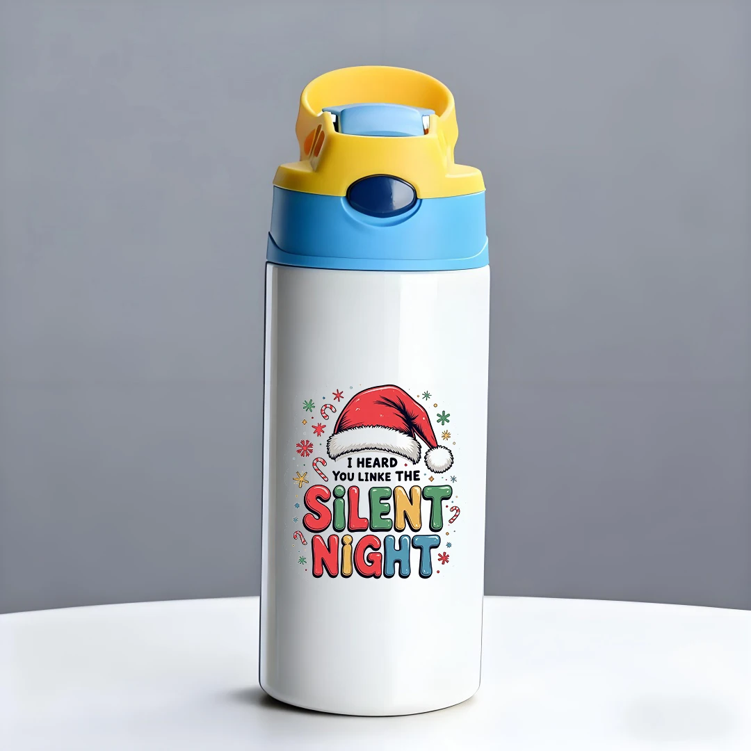 304 الفولاذ المقاوم للصدأ كوب معزول الاطفال كوب بقشة هدية الكريسماس سمعتك تحب ليلة صامتة عيد الميلاد قبعة ندفة الثلج #4