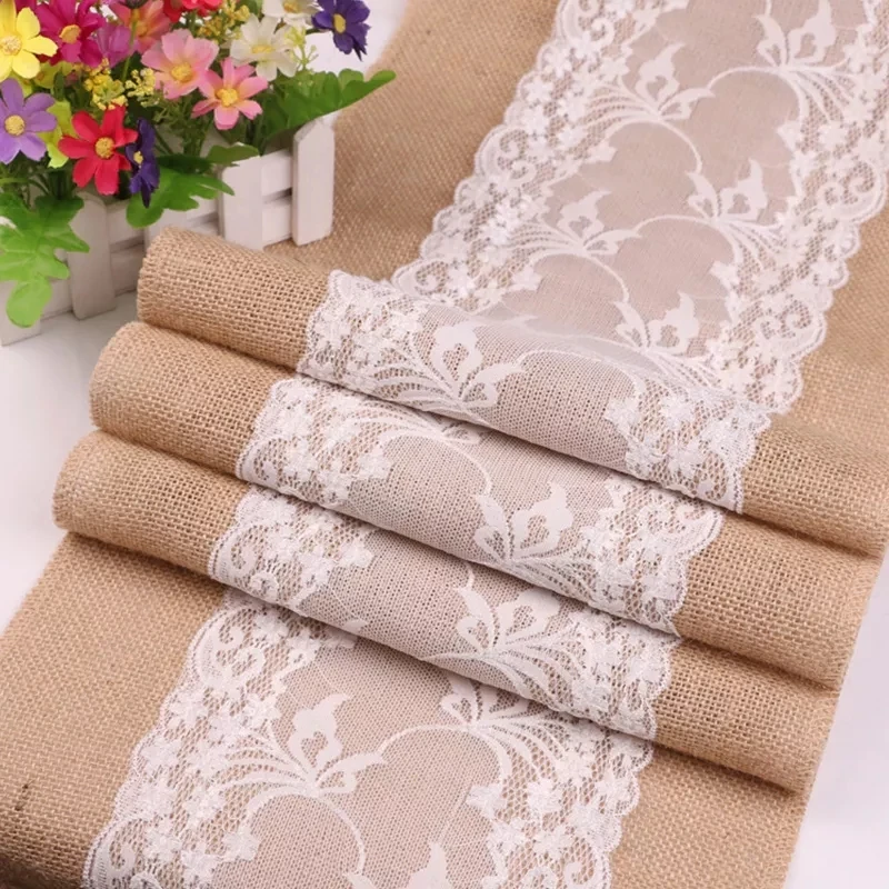 Lace Flower Linen Table Runner Used For Wedding Decoration Home Decoration And Party Using Embroidery Technology Tablecloth