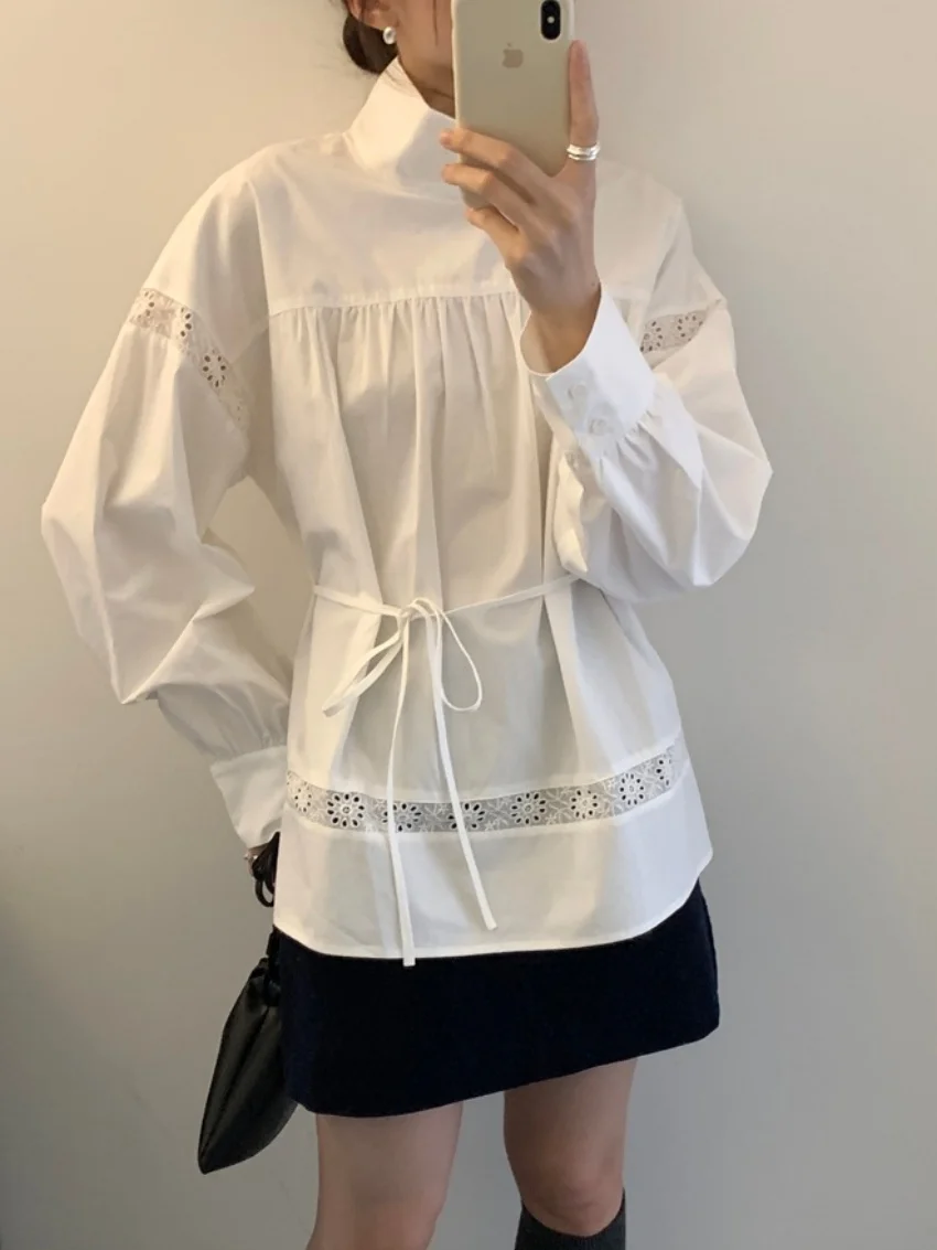 Alien Kitty Elegant Blouses Women Full Sleeve Chic Autumn New Office Lady 2025 Hollow Out Work Wear Mujer Full Sleeve Daily