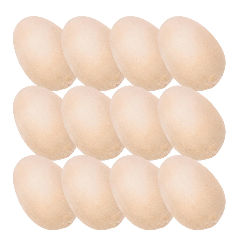 

200 Pcs Imitation Eggs Supplies Wooden Blank Decors Party Simulation Ornaments Decorations for Desktop
