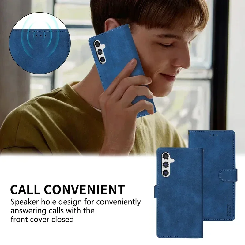 Magnetyczne skórzane etui z klapką dla Samsung Galaxy A05s A06 A13 A14 A15 A16 A32 A34 A35 A52 A53 A54 A55 Note20 Ultra 10 Lite 9