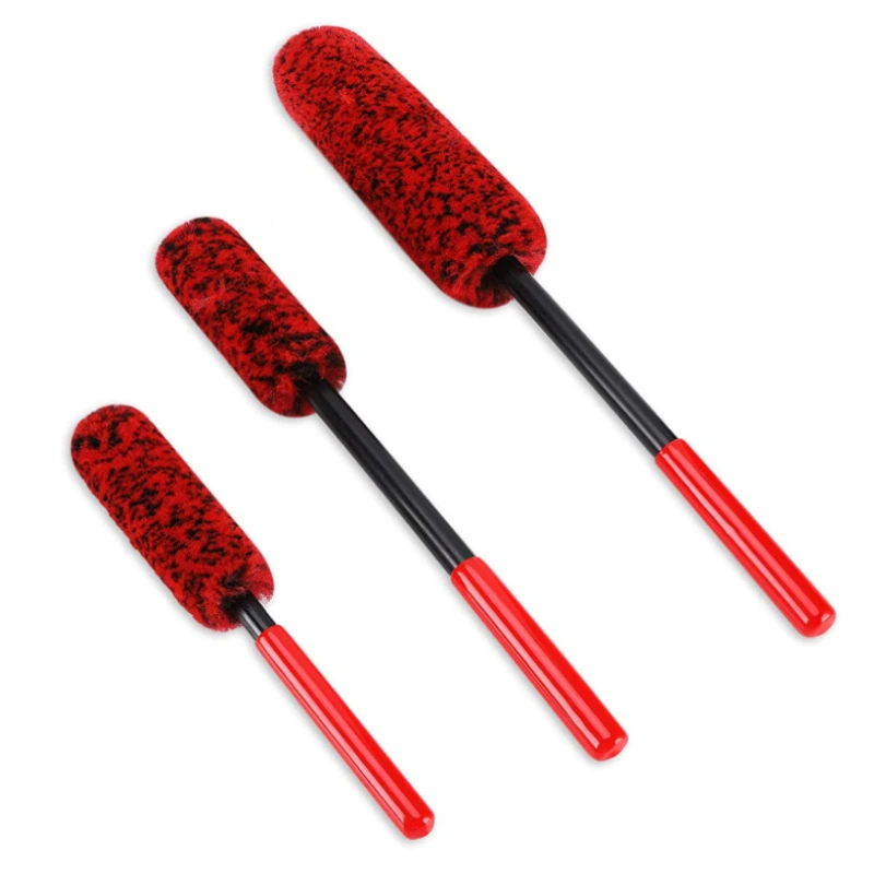 

Car Wheel Cleaning Brush Faux Wool Fibre Stick Crevice Sassafras Head Beauty Maintenance Large, Medium and Small Brushes