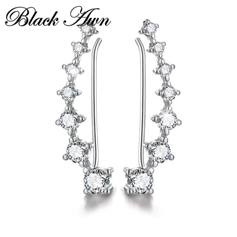 2023 New Silver Color Jewelry Engagement Drop Earrings For Women Black Spinel Female Earring Gift I295