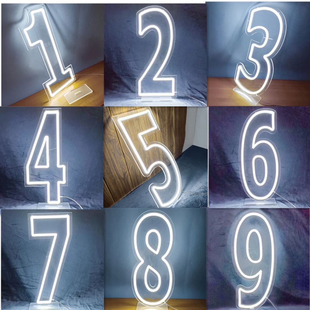 Imagem -04 - Número 0-9 Led Light up Sign 18 Polegadas para o Primeiro Aniversário do Bebê Decoração da Festa de Aniversário Usb-alimentado Fonte Regulável Quarto Luz da Noite de Néon