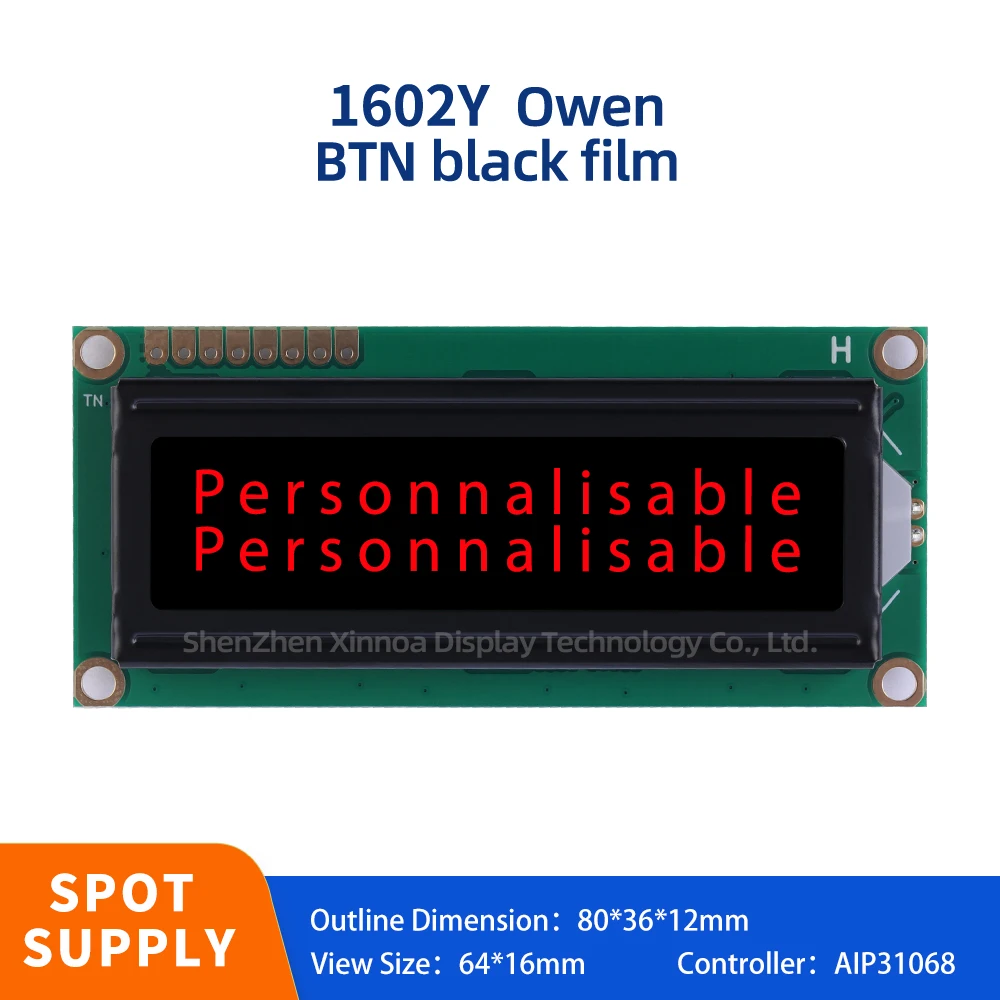 

IIC Serial LCD Display Screen European 1602Y BTN Black Film Red Letter 1602 16X2 16 * 2 LCD Module Controller AIP31068