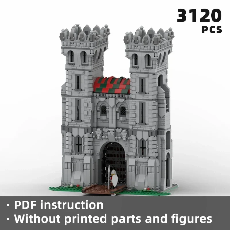 castello medievale cancello mattoni cancello medievale gateway blocchi castello orologio torre architettura mattoni blocchi modulari moc regalo per bambini