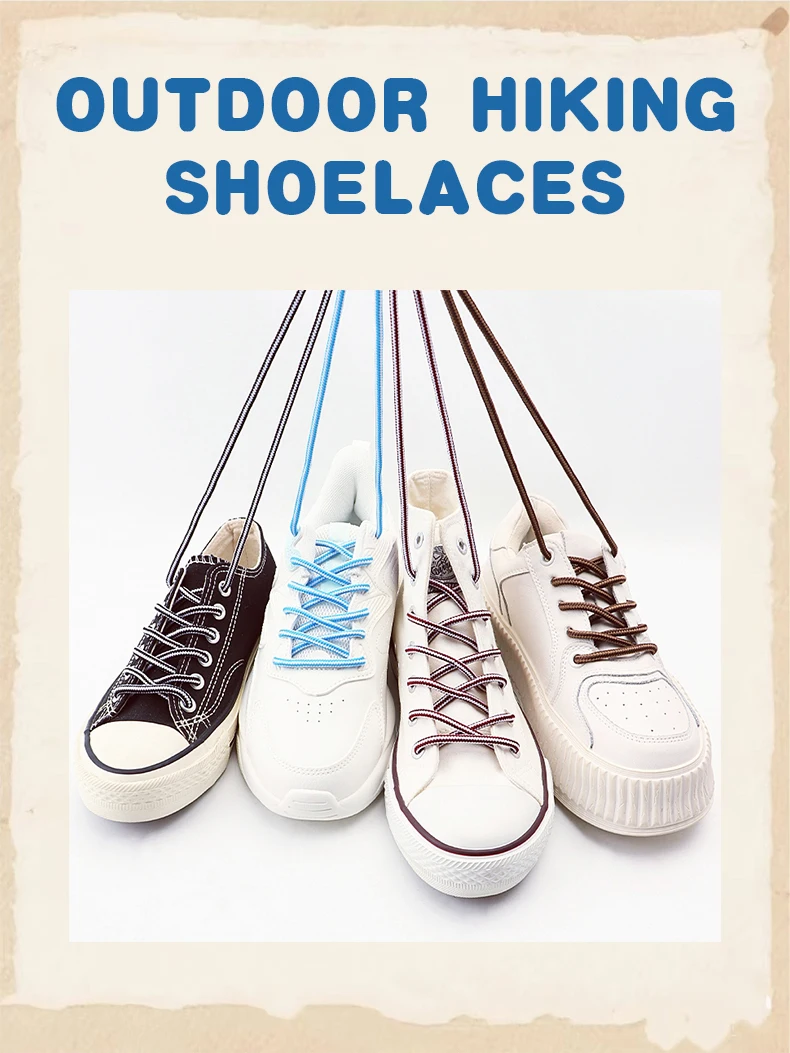 1 Paar gestreifte, zweifarbige, runde Schnürsenkel für Outdoor-Wanderschuhe, Freizeitschuhe, Sneaker und andere Schuhe – ein praktisches Accessoire für den Alltag. – Detail 1