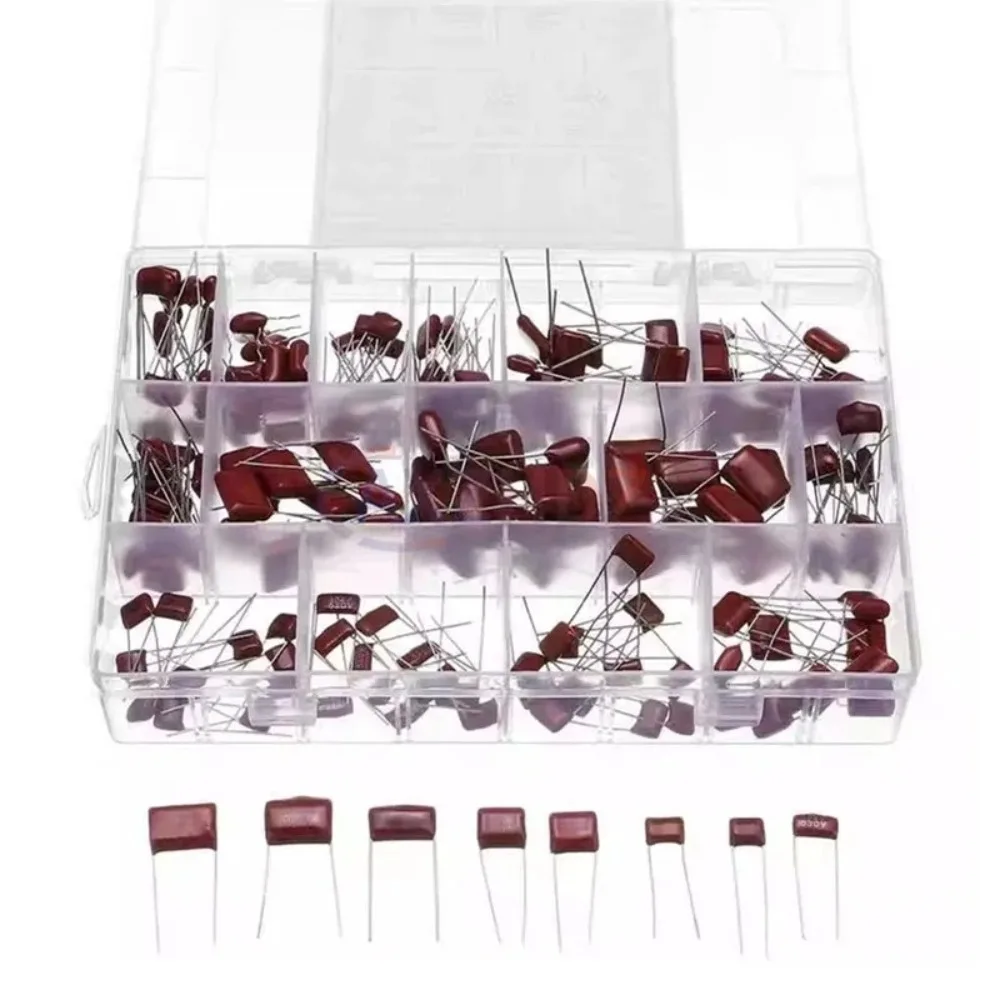 CBB Film Capacitor 180Pcs 15 Values 400V 630V Radial Metalized Polypropylene Kit for Power Supply Snubber Circuit Arduino